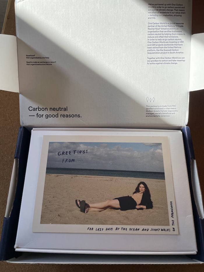 Organic Basics FSC cardboard box fully recyclable