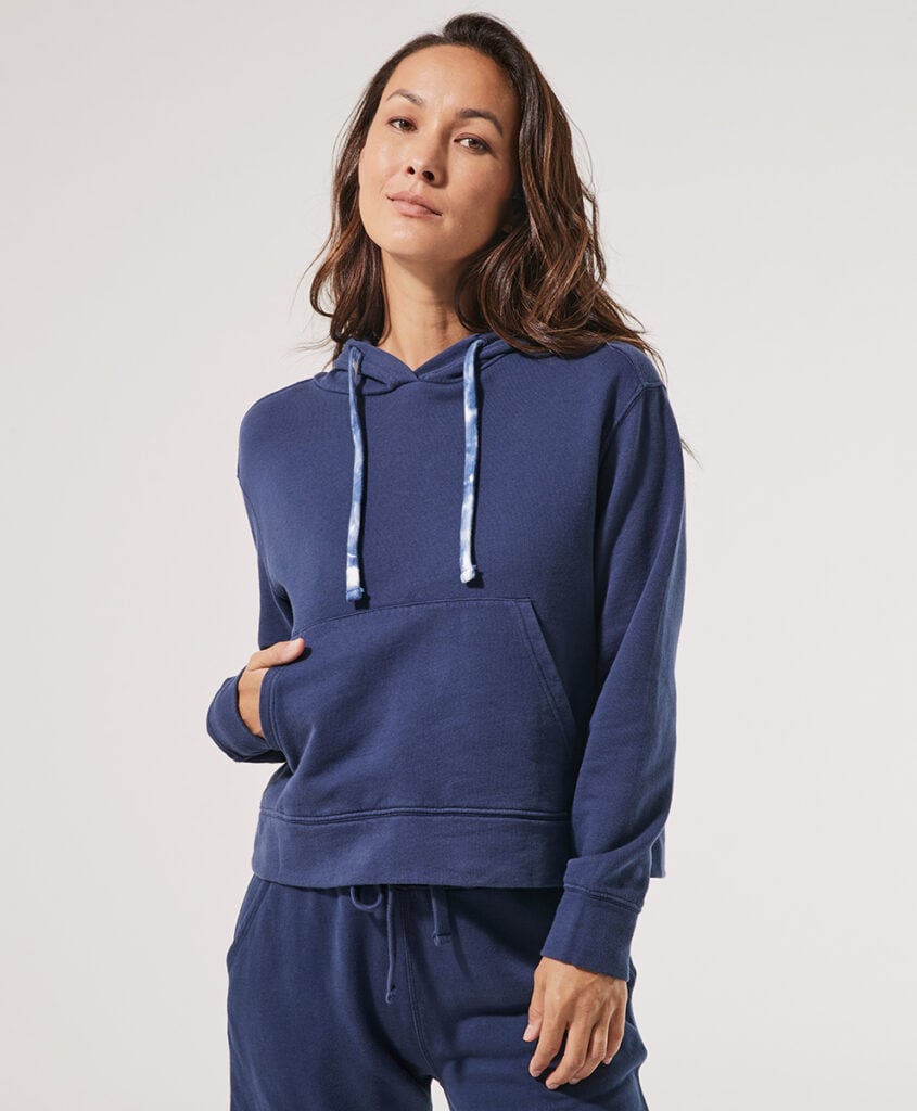Pact organic cotton sustainable hoodie in navy