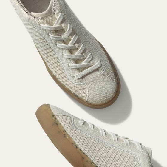 Close up of Rothy's lace up knitted sneakers